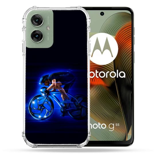 Coque Renforcée Pour Motorola G55 5G Sport Cyclisme Bleu