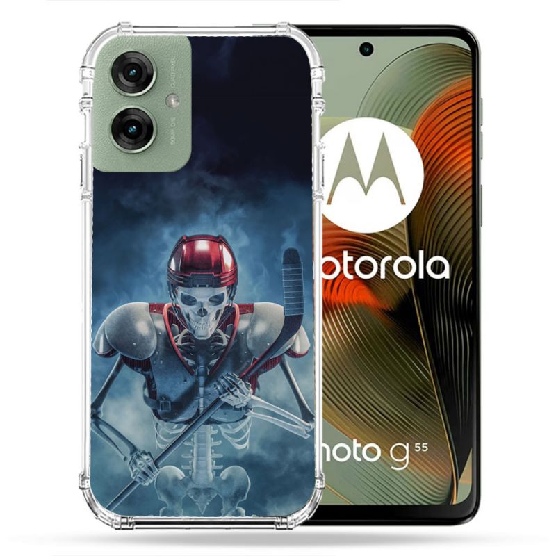 Coque Renforcée Pour Motorola G55 5G Sport Hockey Squelette