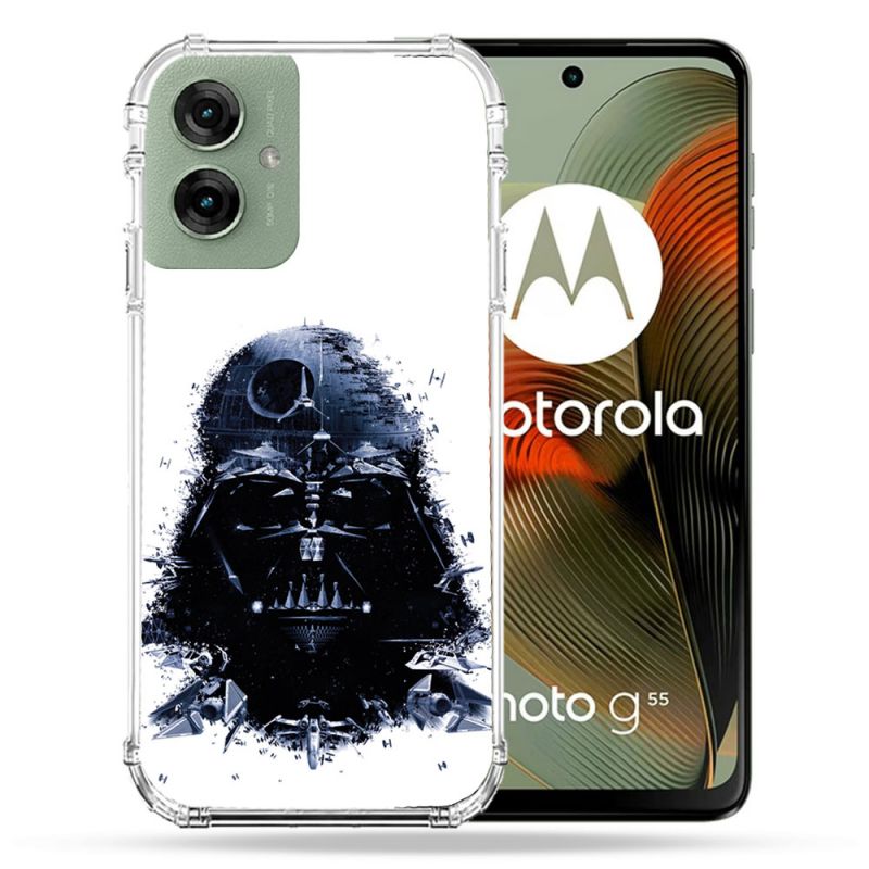 Coque Renforcée Pour Motorola G55 5G Star Wars - Dark Vador Blanc