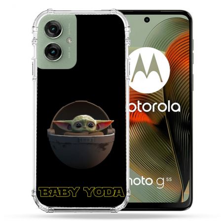 Coque Renforcée Pour Motorola G55 5G Star Wars - Yoda bebe noir
