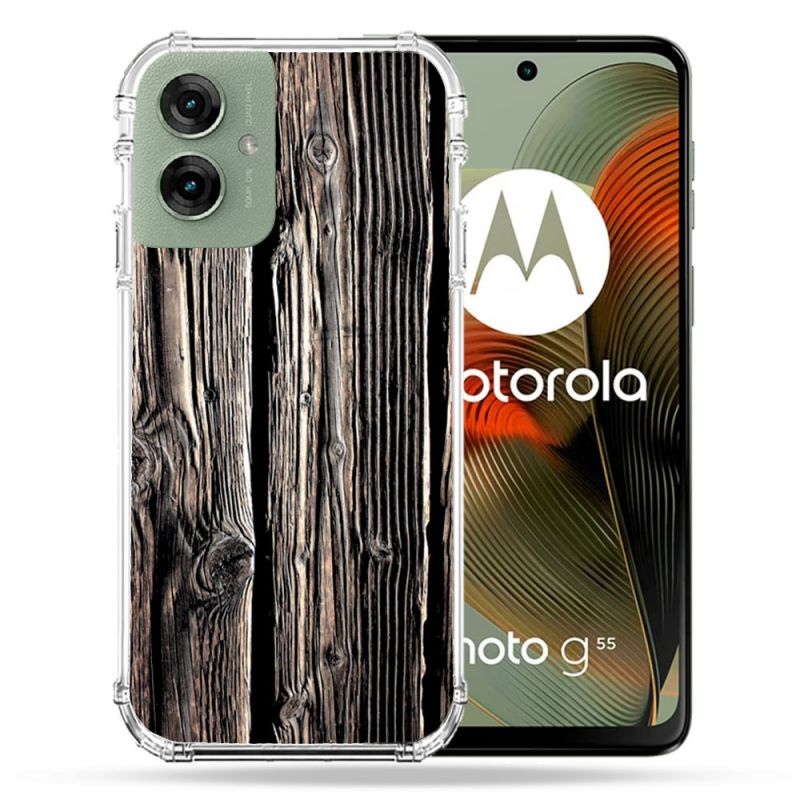 Coque Renforcée Pour Motorola G55 5G Texture Bois
