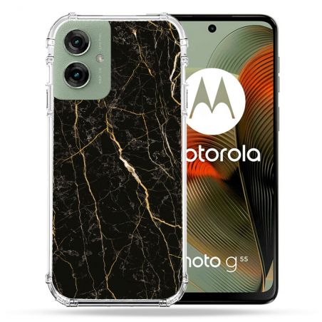 Coque Renforcée Pour Motorola G55 5G Texture Marbre Noir