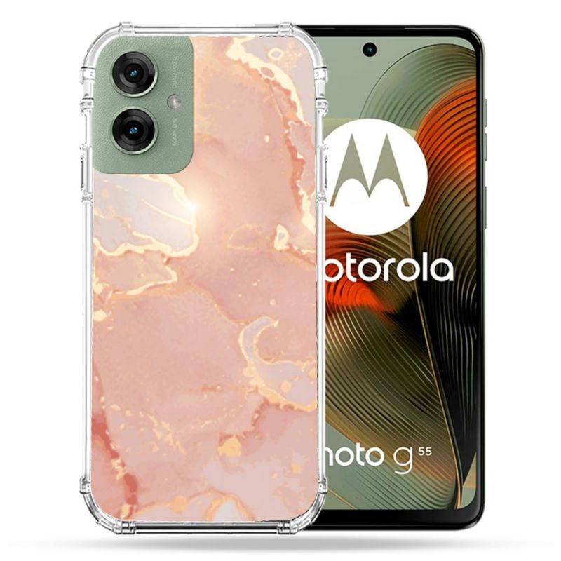 Coque Renforcée Pour Motorola G55 5G Texture Marbre Rose