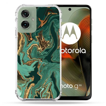Coque Renforcée Pour Motorola G55 5G Texture Marbre Vert