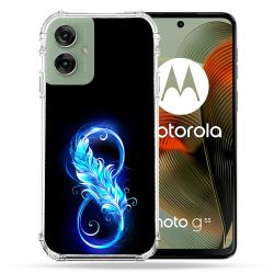 Coque Renforcée Pour Motorola G55 5G Texture Plume Infini Bleu
