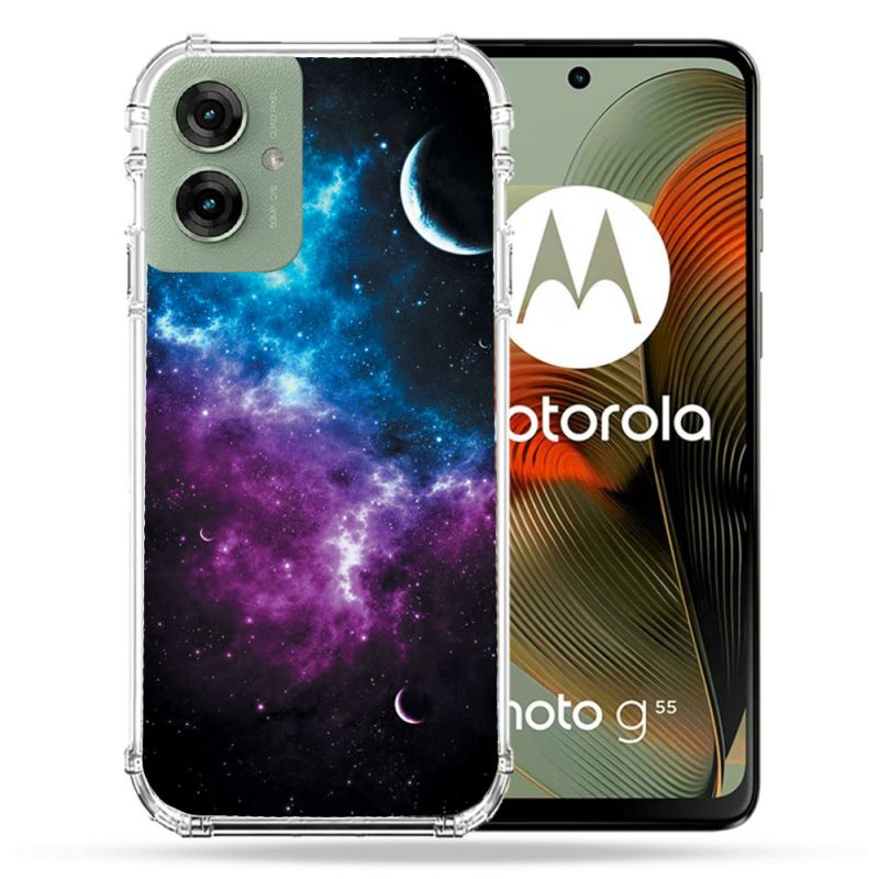 Coque Renforcée Pour Motorola G55 5G Univers Bleu Violet