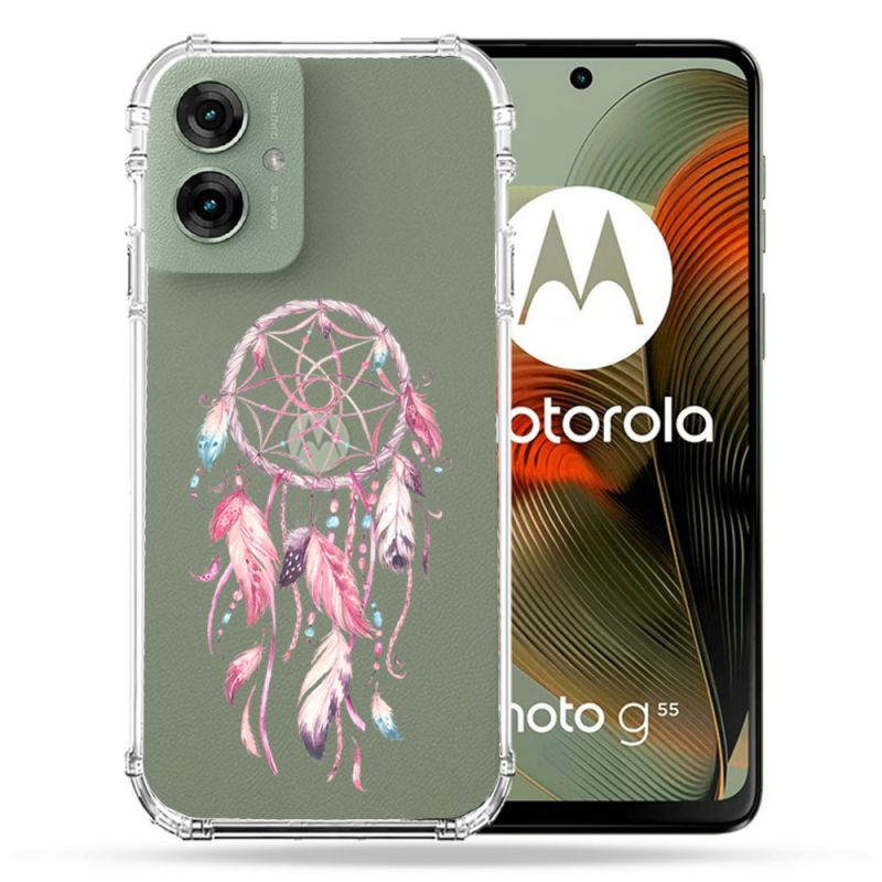 Coque Renforcée Transparente Pour Motorola G55 5G Attrape Reve Rose