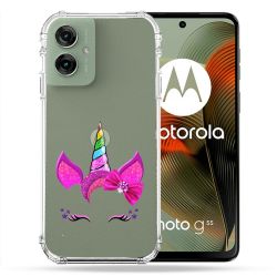 Coque Renforcée Transparente Pour Motorola G55 5G Licorne Paillette
