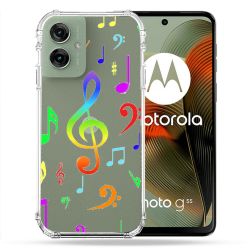 Coque Renforcée Transparente Pour Motorola G55 5G Note Musique Colore