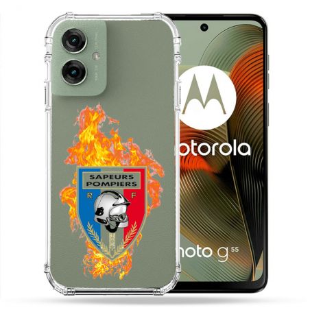 Coque Renforcée Transparente Pour Motorola G55 5G Pompier Feu