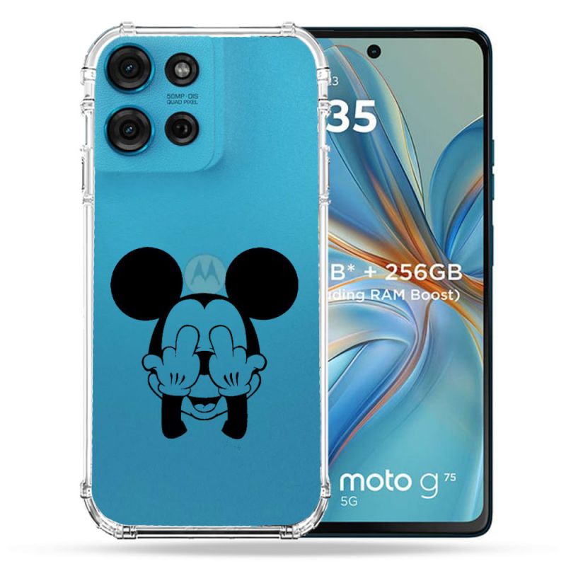 Coque Renforcée Transparente Pour Motorola G75 5G Mickey doigt