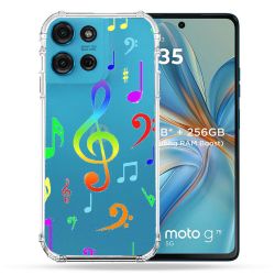 Coque Renforcée Transparente Pour Motorola G75 5G Note Musique Colore