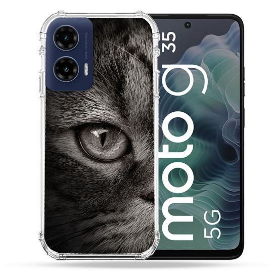 Coque Renforcée Pour Motorola G35 5G Animal Chat Gris
