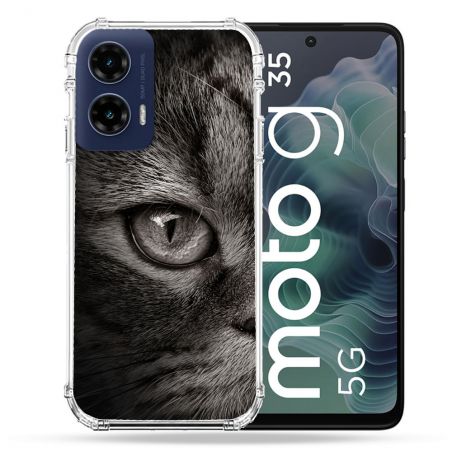 Coque Renforcée Pour Motorola G35 5G Animal Chat Gris