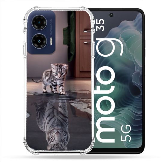 Coque Renforcée Pour Motorola G35 5G Animal Chat Reflet