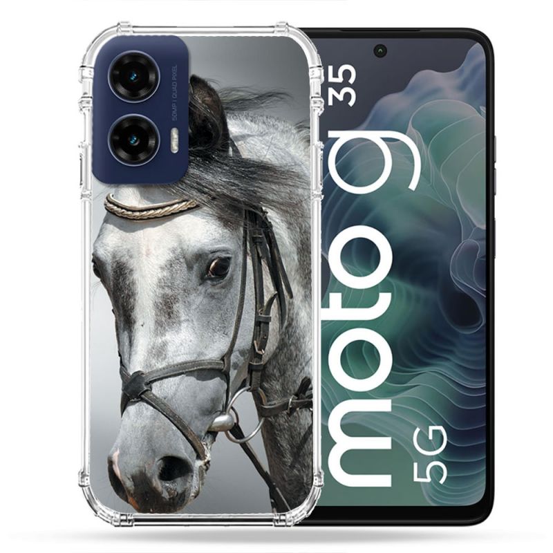 Coque Renforcée Pour Motorola G35 5G Animal Cheval Blanc