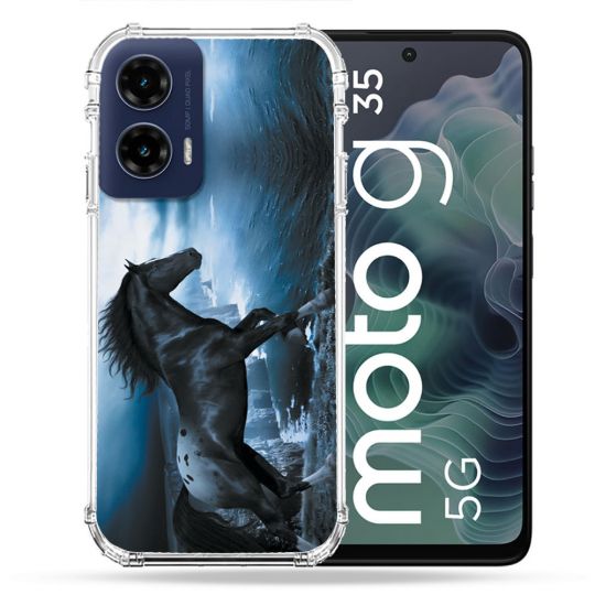 Coque Renforcée Pour Motorola G35 5G Animal Cheval Noir
