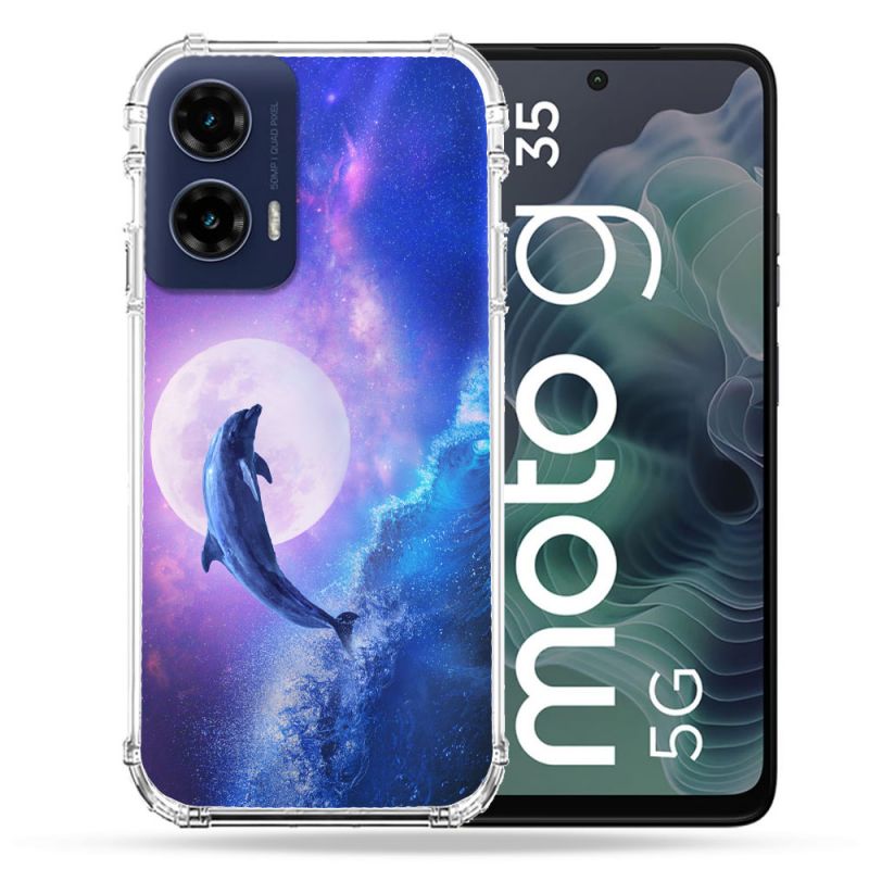 Coque Renforcée Pour Motorola G35 5G Animal Dauphin Vague