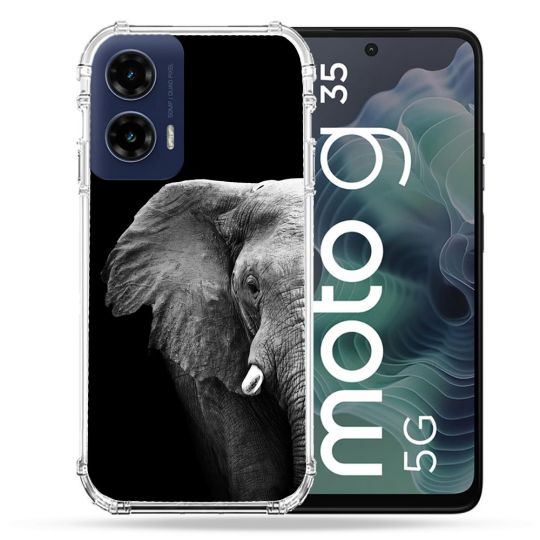 Coque Renforcée Pour Motorola G35 5G Animal Elephant Noir