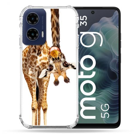 Coque Renforcée Pour Motorola G35 5G Animal Girafe Blanche