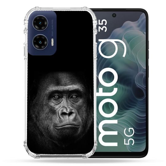 Coque Renforcée Pour Motorola G35 5G Animal Gorille Noir