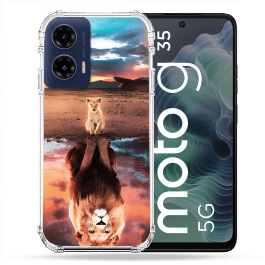 Coque Renforcée Pour Motorola G35 5G Animal Lion Reflet