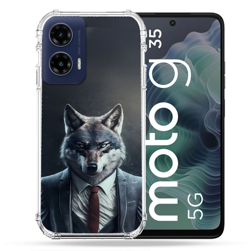 Coque Renforcée Pour Motorola G35 5G Animal Loup Business