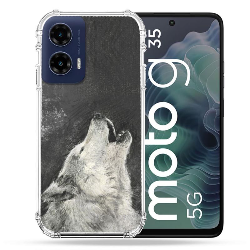 Coque Renforcée Pour Motorola G35 5G Animal Loup Hurlement