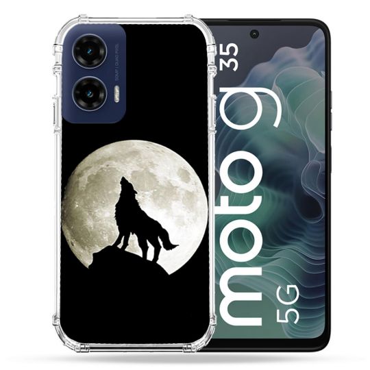 Coque Renforcée Pour Motorola G35 5G Animal Loup Noir