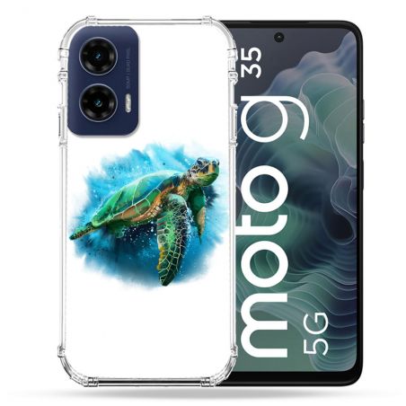 Coque Renforcée Pour Motorola G35 5G Animal Tortue Blanche multicolore