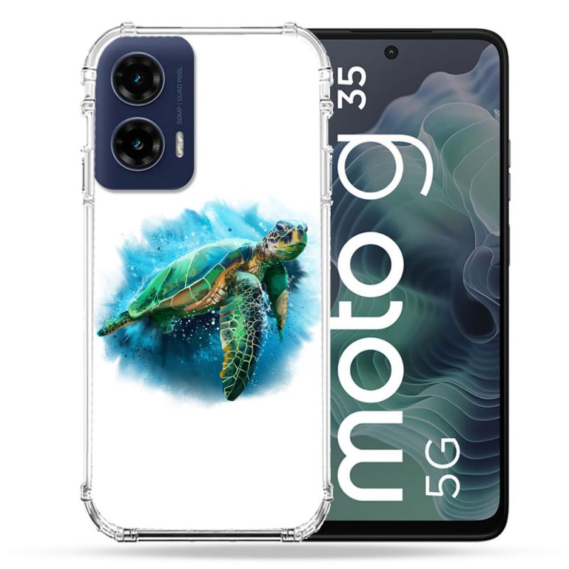 Coque Renforcée Pour Motorola G35 5G Animal Tortue Blanche multicolore