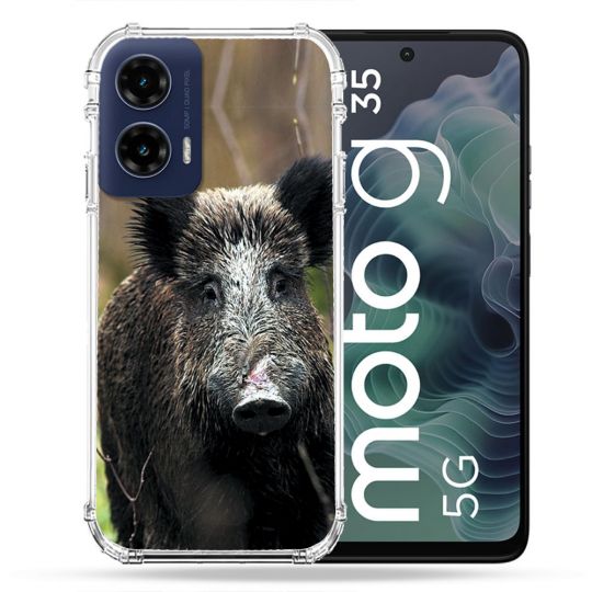 Coque Renforcée Pour Motorola G35 5G Chasse Sanglier bois