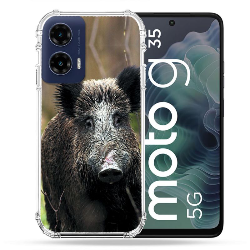 Coque Renforcée Pour Motorola G35 5G Chasse Sanglier bois