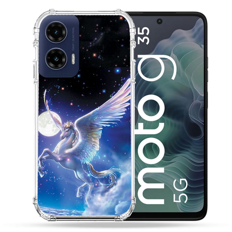 Coque Renforcée Pour Motorola G35 5G Fantastique Licorne Céleste
