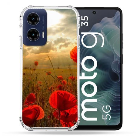 Coque Renforcée Pour Motorola G35 5G Fleur Coquelicot