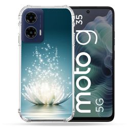 Coque Renforcée Pour Motorola G35 5G Fleur Lotus Blanc