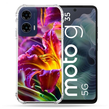 Coque Renforcée Pour Motorola G35 5G Fleur Lys Color