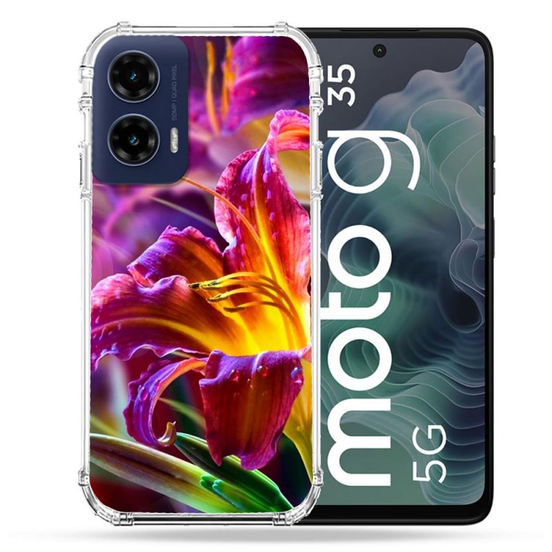 Coque Renforcée Pour Motorola G35 5G Fleur Lys Color