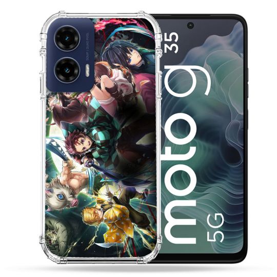 Coque Renforcée Pour Motorola G35 5G Manga Demon Slayer Groupe