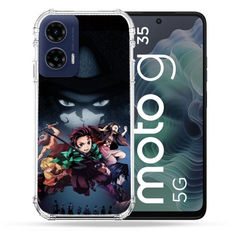 Coque Renforcée Pour Motorola G35 5G Manga Demon Slayer Noir