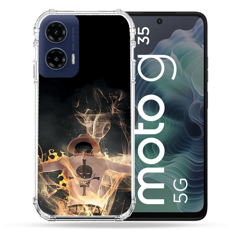 Coque Renforcée Pour Motorola G35 5G Manga One Piece Ace Noir