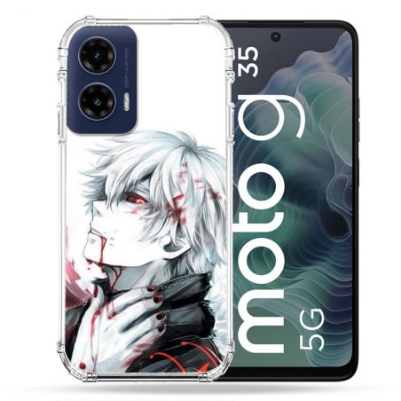 Coque Renforcée Pour Motorola G35 5G Manga Tokyo Ghoul Kaneki Blanc