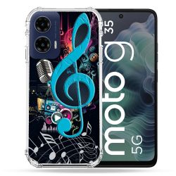 Coque Renforcée Pour Motorola G35 5G Musique Cle Sol Bleu