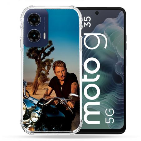 Coque Renforcée Pour Motorola G35 5G Musique Johnny Hallyday Moto