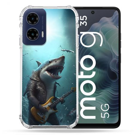 Coque Renforcée Pour Motorola G35 5G Musique Rock Requin