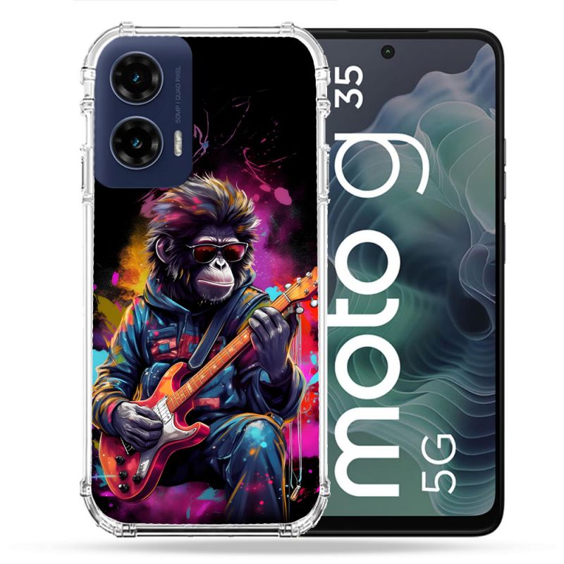 Coque Renforcée Pour Motorola G35 5G Musique Rock Singe