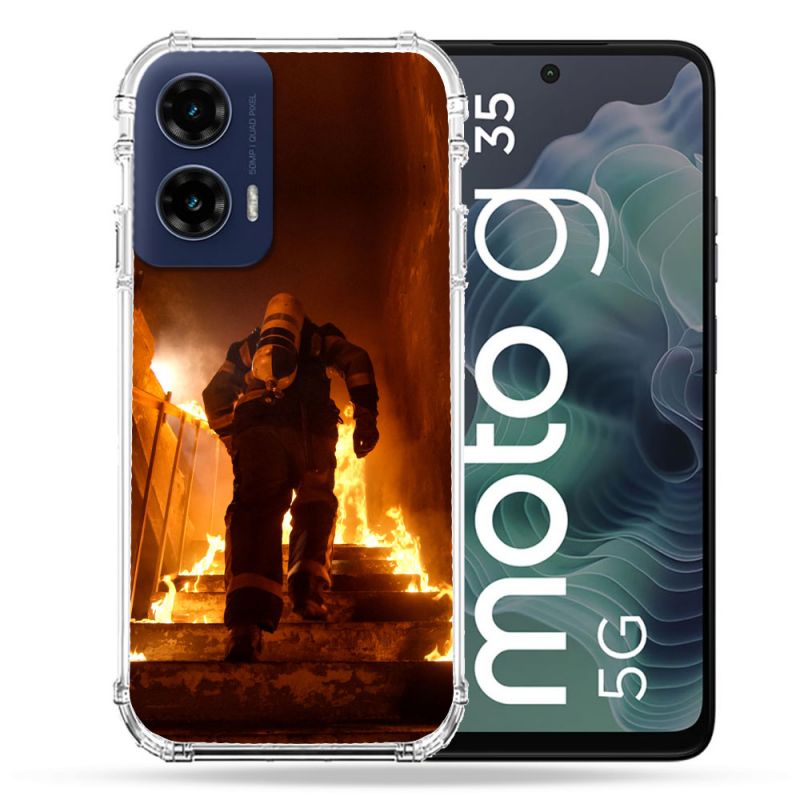 Coque Renforcée Pour Motorola G35 5G Pompier Escalier