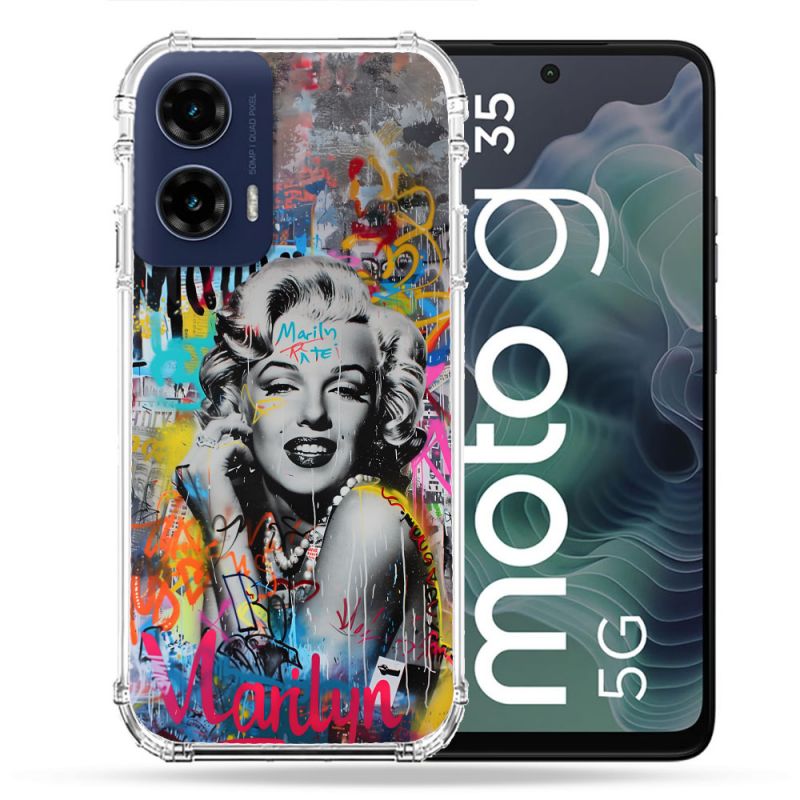 Coque Renforcée Pour Motorola G35 5G Street Art Maryline Monroe