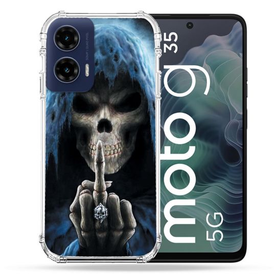 Coque Renforcée Pour Motorola G35 5G Tete de Mort Doigt