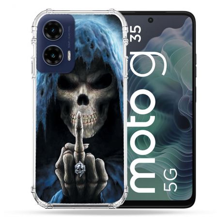 Coque Renforcée Pour Motorola G35 5G Tete de Mort Doigt